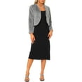 thumbnail image 2 of CHAQUETA CORTA ABIERTA INSPIRADA EN CHIC PARA MUJER, BOLERO DE FALSO PIEL DE MANGA LARGA, ABRIGO DE INVIERNO XL GRIS, 2 of 6