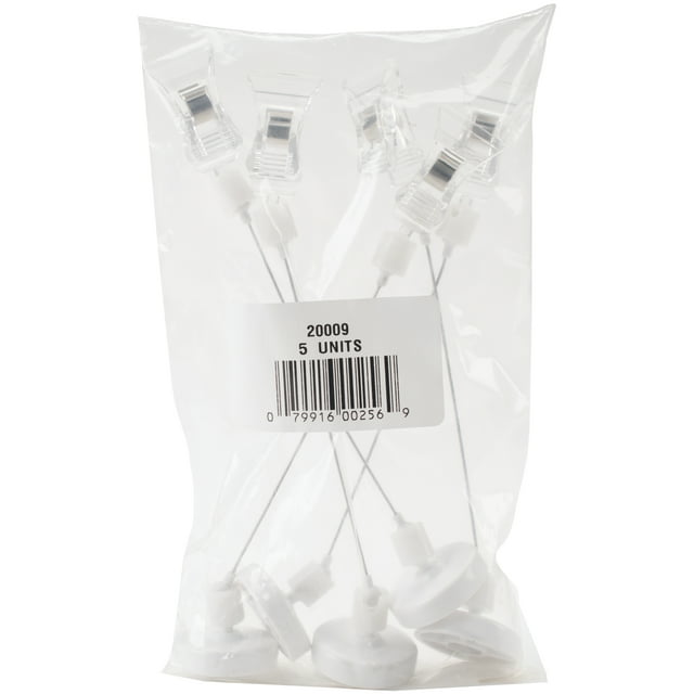 Versagrip Sign Holder, Magnet Base & Rotating Knuckles 5/Pk-White, For Materials To .375" Thick
