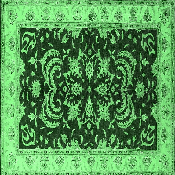 Ahgly Company Indoor Square Oriental Emerald Green Industrial Area Rugs, 3' Square