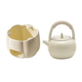 thumbnail image 3 of Tetera de flores con calentador, tetera de cerámica reutilizable fácil de limpiar Beige con mango, 3 of 9