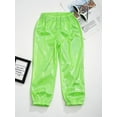 thumbnail image 5 of Xnihocha Kids Boys Girls Shiny Metallic Harem Pants Elastic Waistband Jazz Dance Trousers Loose Fluorescent Green 170, 5 of 6
