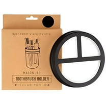 Jarmazing Products Mason Jar Toothbrush Holder Lid Black for Wide Mouth Jars Made from Rust-Proof Stainless Steel