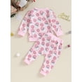 thumbnail image 2 of ZAXARRA Kid Girls Pants Set, Santa Claus Gingerbread Man Tree Print Sweatshirt with Sweatpants Christmas Outfit, 2 of 7