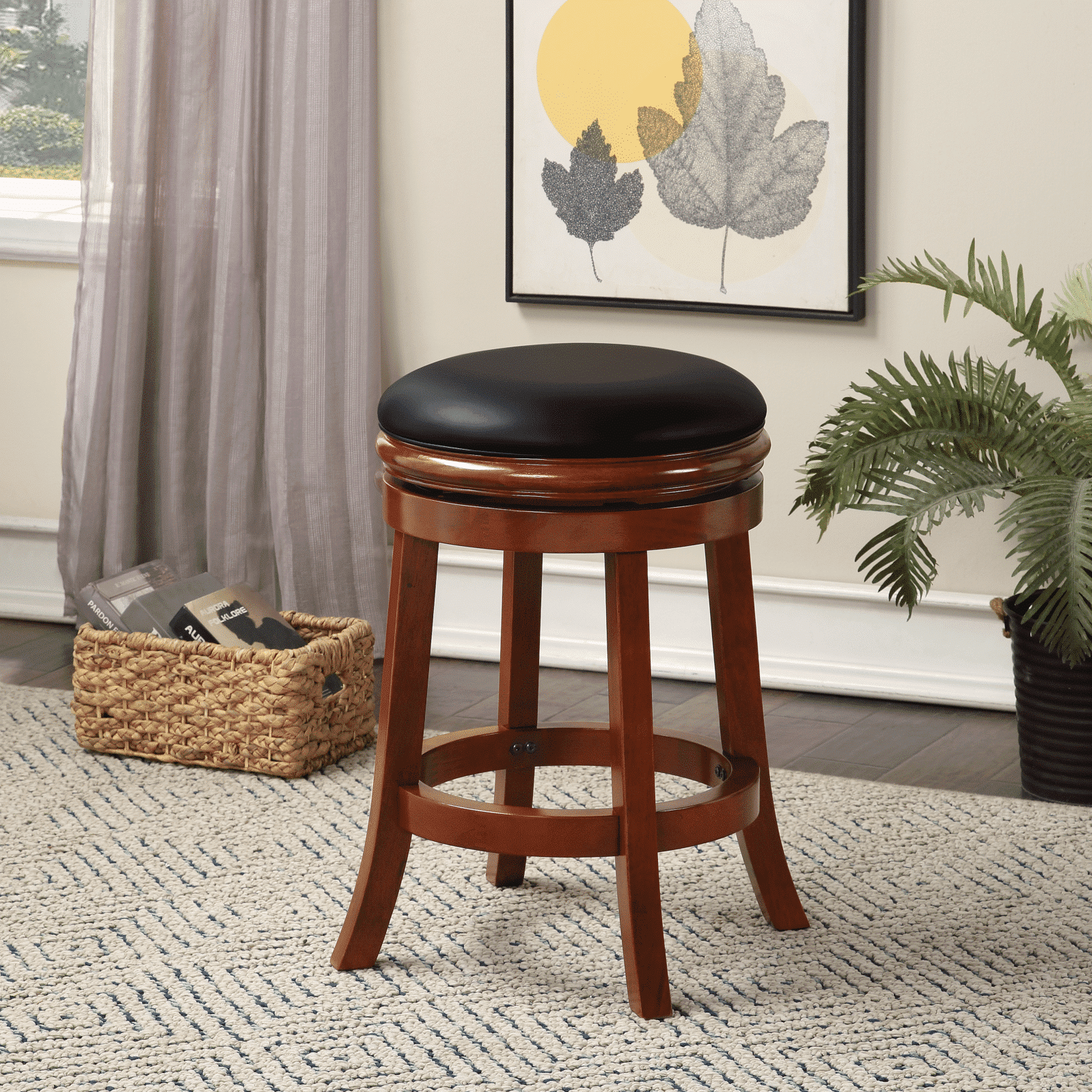 Boraam Wood Swivel Counter Height Stool in Cherry Finish