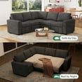 thumbnail image 6 of Marrber L-Shaped Sectional Sleeper with Pull-Out Sofa Bed Corduroy Cloud Couch with Storage for Living Room, Gray, 6 of 10