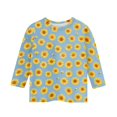 thumbnail image 4 of Cute Tops for Kids Girls Size 7 Summer 3/4 Sleeve Daisy Printed Tee Tops Casual Loose Comdy Tween Girls Trendy Clothes Crew Neck Shirts Dark Blue 7-8 Years, 4 of 5