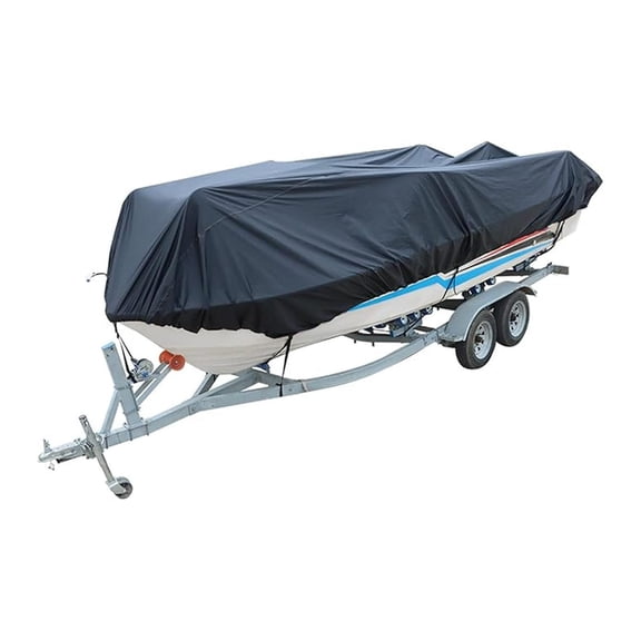 14-16ft Heavy Duty 210D Boat Cover Trailerable V-Hull Tri-Hull Runabouts Black