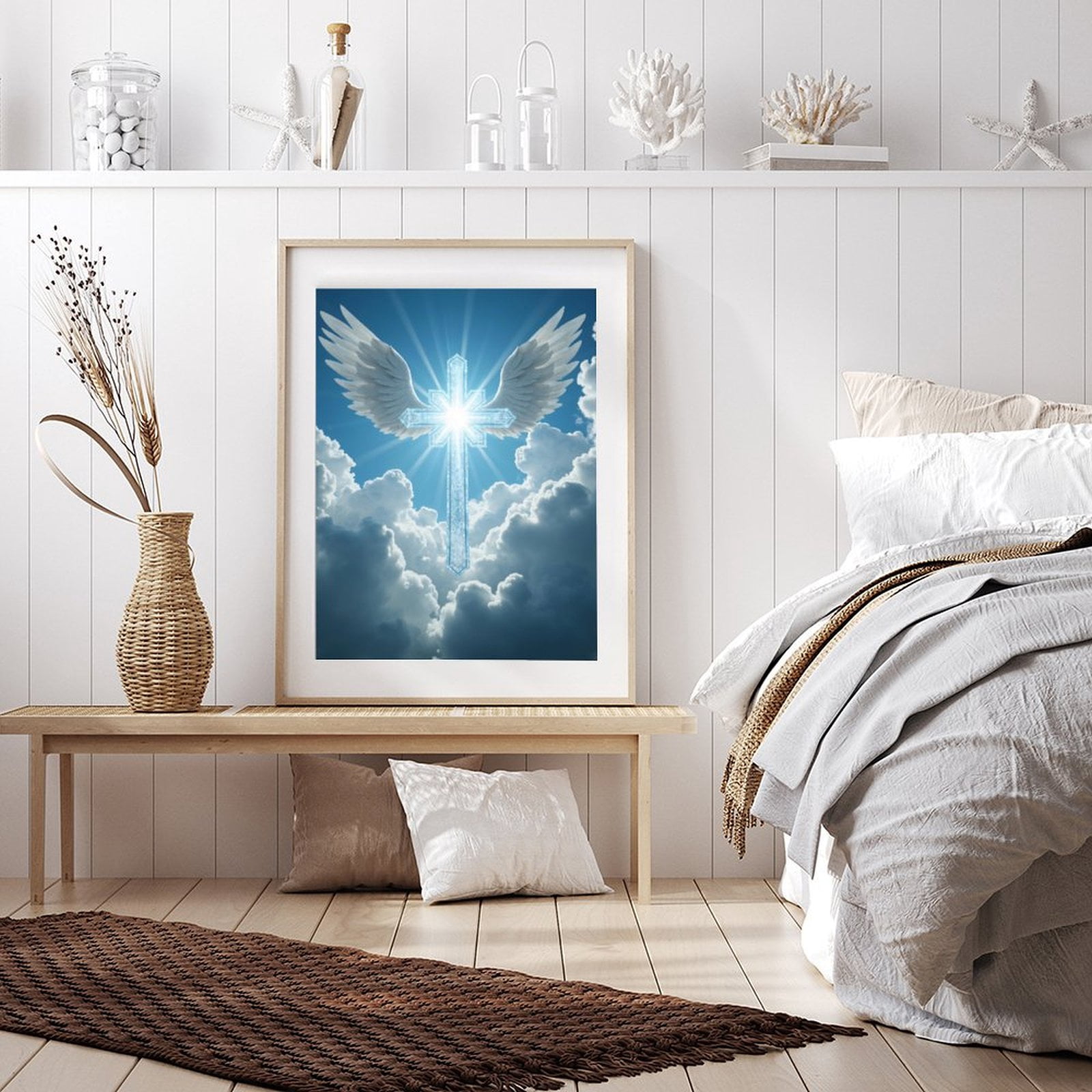 Diamond Art Kits for Adults - 5d Heavenly Cross With Wings Diamond Painting for Adults, Diamond Art for Adults Beginners, Diamond Painting Kits for Adults for Home Wall Decor
