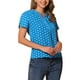 thumbnail image 4 of Blusa de puntos impresos de cuello en V de mujer Inspire Chic para el Día de San Valentín, manga corta, top para el trabajo, color azul cielo, 4 of 6