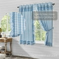thumbnail image 4 of VHC Brands Annie Blue Buffalo Check Farmhouse Ruffled Short Panel Curtain Set 63x36, 4 of 7