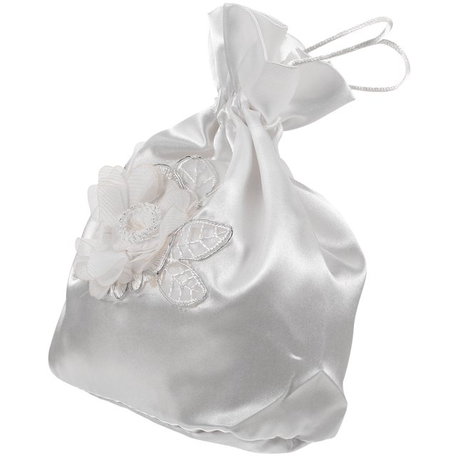 OULII Bridal Dolly Bag 1Set Dolly Bag White Fabric Rectangular Shape Elegant Style For Wedding Party