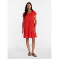 thumbnail image 2 of Time and Tru Women's Tiered Cotton Mini Dress with Short Sleeves, Sizes XS-XXXL, 2 of 5