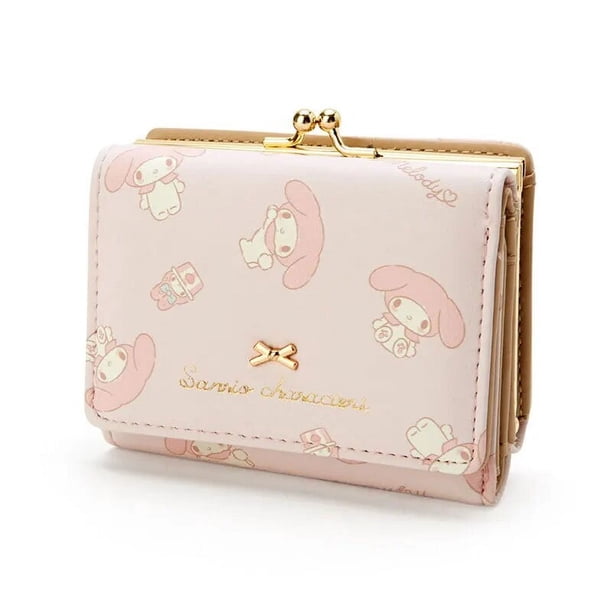 Sanrio-billeteras de Hello Kitty de cuero PU, portatarjetas Cinnamoroll, bolsa de dinero Kuromi informal, monedero My Melody