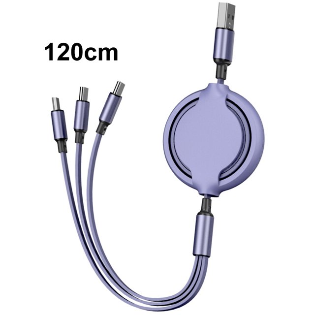 Cable de carga retráctil 3 en 1 compatible con iOS Cable micro USB tipo C Cable de sincronización de datos de carga rápida