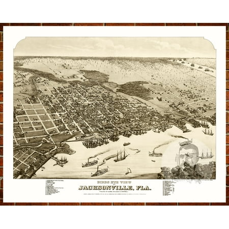 Ted S Vintage Art Map Of Jacksonville Fl 1876 Old Florida Decor
