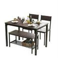 thumbnail image 1 of SogesPower Dining Table Set for 4, Kitchen Table with 2 Chairs and 1 Bench, Use for Living Room Dining Room Kitchen, Brown, 1 of 9