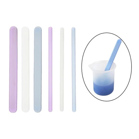 6pcs Resin Silic Stick Shaker Handle DIY Crystal Epoxy Mixed Glue Colorful Practical Jewelry Making Tools