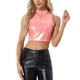 thumbnail image 1 of INSPIRAR CHIC Top de Mujer Cuello Mock con Cremallera Frontal Sin Mangas Brillante Holográfico Tops de Fiesta M Rosa Holográfico, 1 of 6
