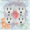 thumbnail image 1 of Metal Light Switch Wall Plate Outlet Cover (2 Teddy Bears With Love Heart Flower Balloon Flower Wreath Baby Blue - Double Duplex), 1 of 2