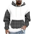 thumbnail image 2 of gbyLJF Hoodies for Men Drawstring Checkered Printed Hooded Sweatshirt Long Sleeve Flannel Shirts Men Apparel Pullover with Pocket, 2 of 5