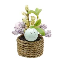 Moocorvic Easter Eggs Artificial Woven Easter Basket Potted Plants Ideal Gifts Office Home Decor Tabletop Centerpiece