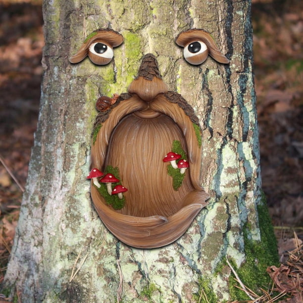 Comedero para pájaros, decoración de cara de , comedero para pájaros, decoraciones divertidas, escultura de caras de , estatuas abrazadoras Sharpla Cara del árbol del comedero para pájaros