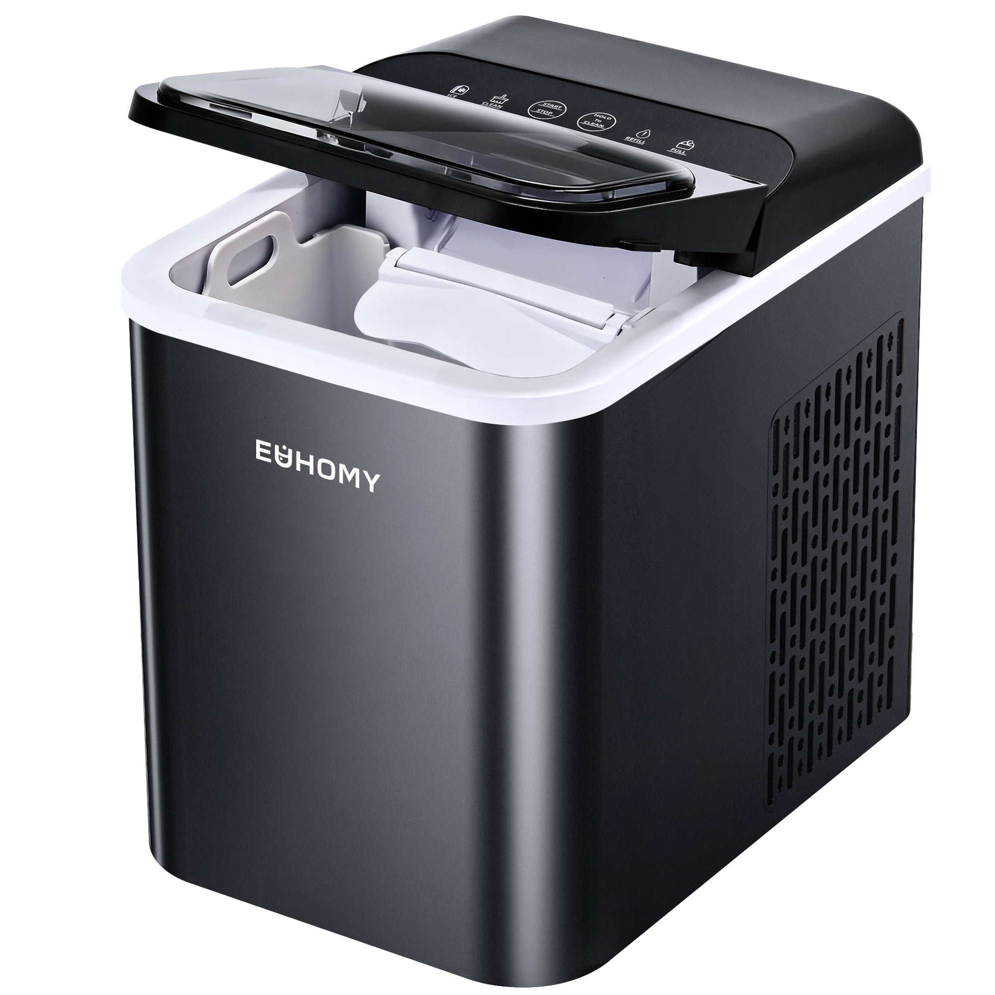 EUHOMY 35lbs/24H Nugget Ice Maker Countertop, Pebble Ice Maker Machine with Auto-Cleaning, Black