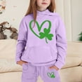 thumbnail image 2 of Girls 2 Piece St Patricks Day Sweatsuit Set Heart Printed Long-Sleeve Matching Suit Comfort Fashion Sweatshirt and Sweatpants Joggers Set with Pockets,Light ,6-7 Years, 2 of 4