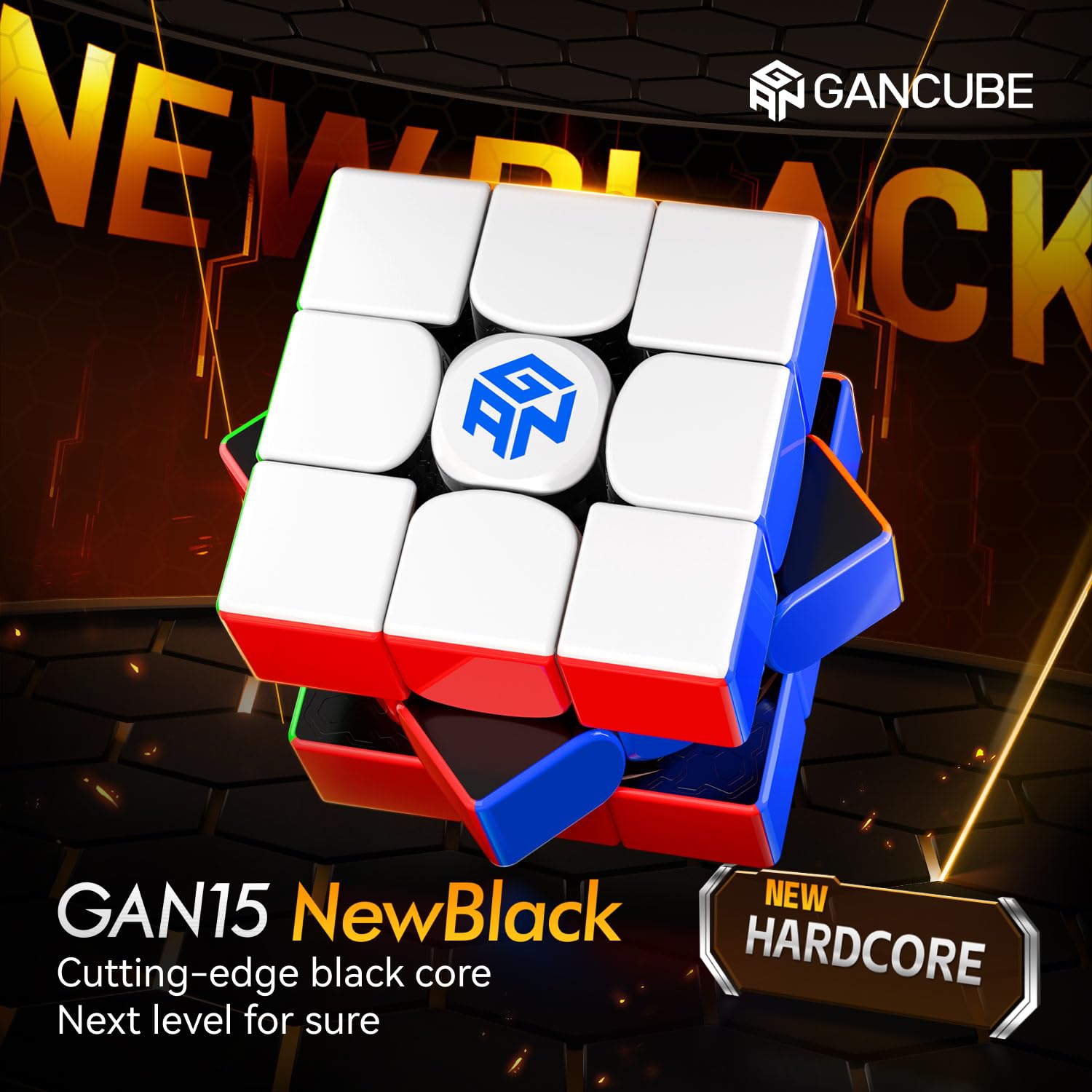 GAN 15 New Black UV Coated, GAN Cube 3x3 Magnetic Lightweight