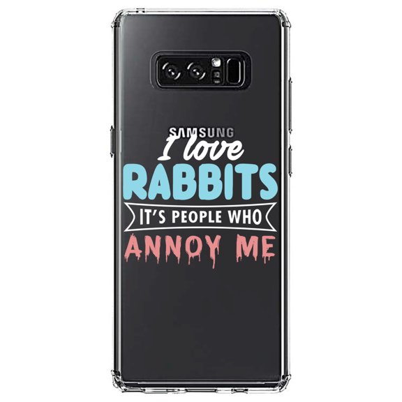 DistinctInk Clear Shockproof Hybrid Case for Samsung Galaxy Note 8 - TPU Bumper Acrylic Back Tempered Glass Screen Protector - Love Rabbits - People Annoy Me