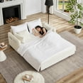 thumbnail image 3 of Oversized 66" Sleeper Sofa with Pull-Out Bed, 3-in-1 Convertible Sofa Bed with Storage Pockets for Living Room, Beige, 3 of 7