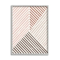 Stupell Neutral Tones Asymmetrical Stripes Abstract Painting Gray Framed Art Print Wall Art