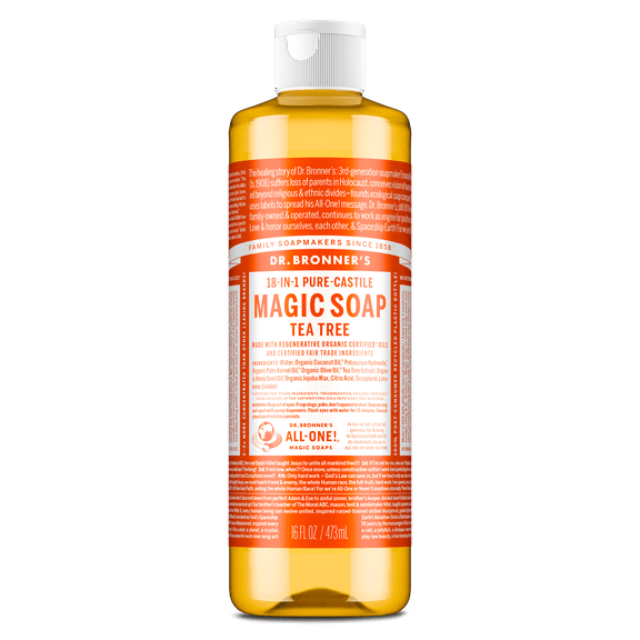 Dr. Bronner's Magic Soap - Tea Tree - Pure-Castile Liquid Soap - 16 oz - for face, body wash, hands