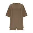 thumbnail image 6 of gbyLJF Women 2 Piece Sets 2026 Summer Casual Plus Size T-shirts Shorts Solid Color Loose Fit Outfit Clothes S-4XL, 6 of 8
