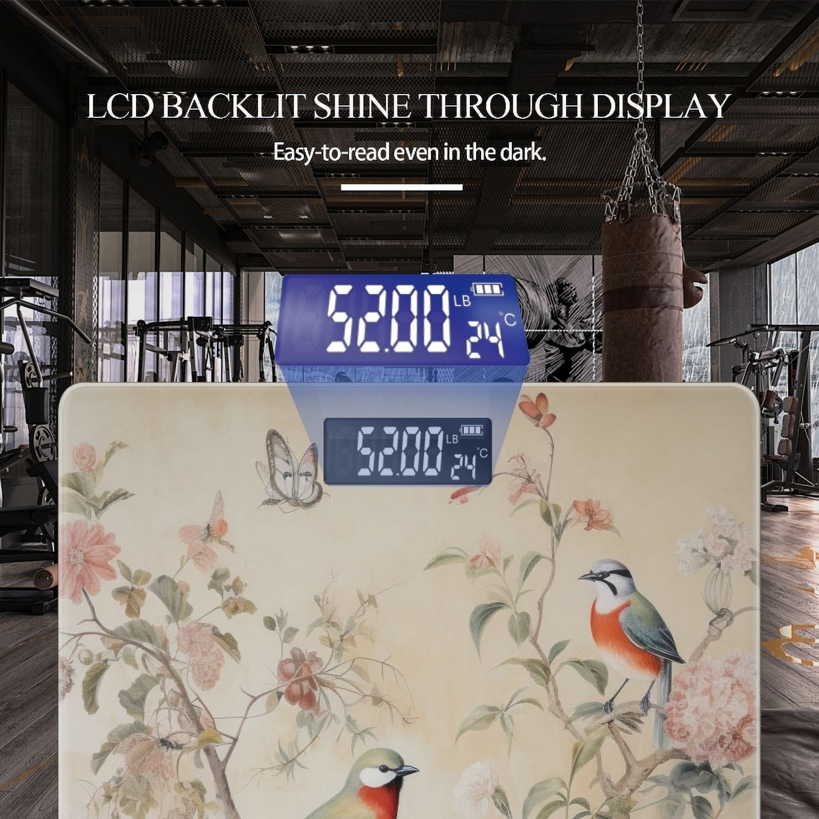 High Precision Body Weight Scale Smart Bathroom Scales with Large LCD Display(400lbs),Decorative for Bedroom-Two Birds On The Branches