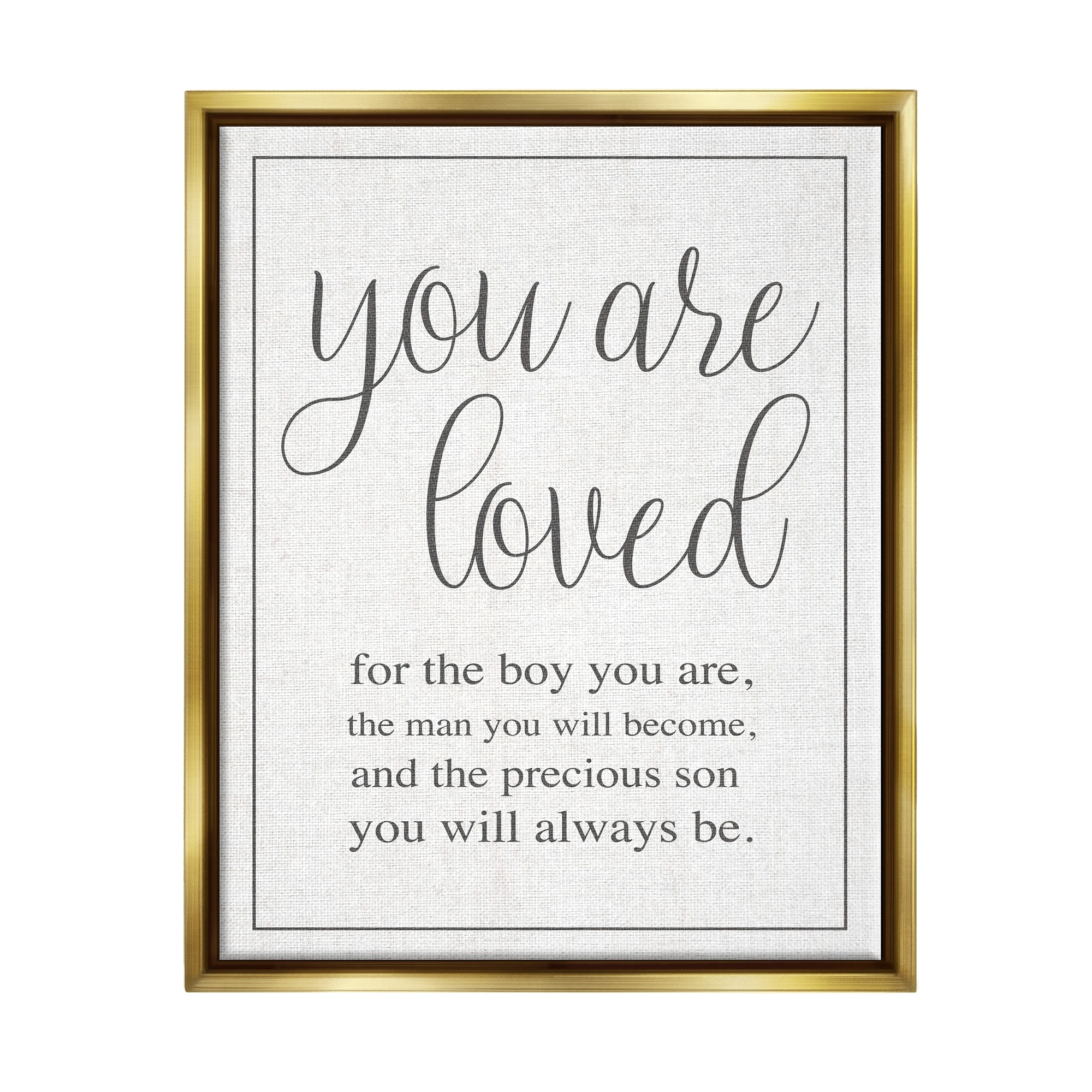 Stupell Industries You Are Loved Metallic Gold Framed Floating Canvas Wall Art, 24x30, by Daphne Polselli