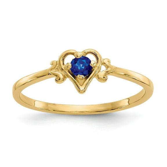 10K Sapphire Birthstone Heart Ring