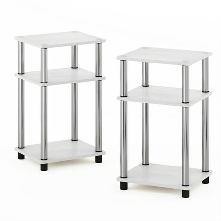 Furinno Just Series Modern Storage Medium density composite wood End Table, White (Set of 1)