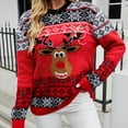 thumbnail image 5 of IROINNID Ugly Sweater for Women Christmas Reindeer Funny Print Warm Holiday Xmas Party Pullover Fleece Sweater,Red, 5 of 7