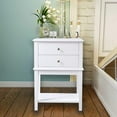 White Nightstand 2 Drawers and Storage Shelf, 28" High Bedroom Night