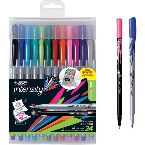 Lot de 24 stylos marqueurs Intensity Fineliner, pointe fine