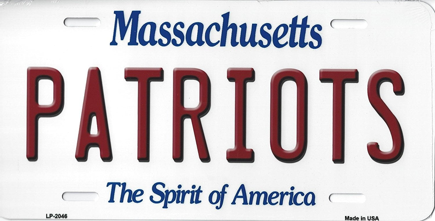 Patriots Massachusetts State Background Novelty Metal License Plate Tag
