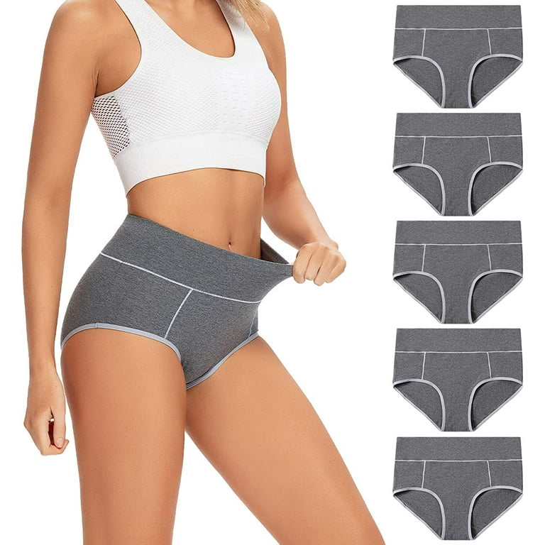 POKARLA Womens High Waisted Cotton Underwear Soft Breathable  Postpartum Panties Stretch Briefs 5-Pack