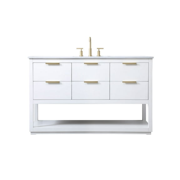 Elegant Lighting Vf19254 Larkin 54" Free Standing Single Basin Vanity Set - White