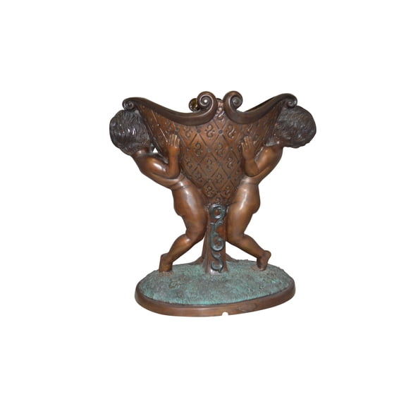 Nifao Two Kids Holding Pot Outdoor Fountain Statue, Bronze Garden Water Feature Sculpture for Patio & Garden – Garden Water Feature Sculpture, 28"L x 17"W x 29"H