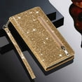 thumbnail image 2 of iPhone 13 Mini Wallet Case for Women/Girls,Dteck Bling Glitter Sparkly Girly Folio Leather Zipper Pocket Magnet Clasp Phone Case with 3 Card Holder,Strap and Stand for iPhone 13 Mini 5.4 Inch,Gold, 2 of 7