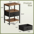 thumbnail image 5 of Nightstand with Charging Station, Adjustable Fabric Drawer, 3-Tier Bed Side Table, Night Stand for Bedroom, Storage End Table, Rustic Brown, 5 of 9