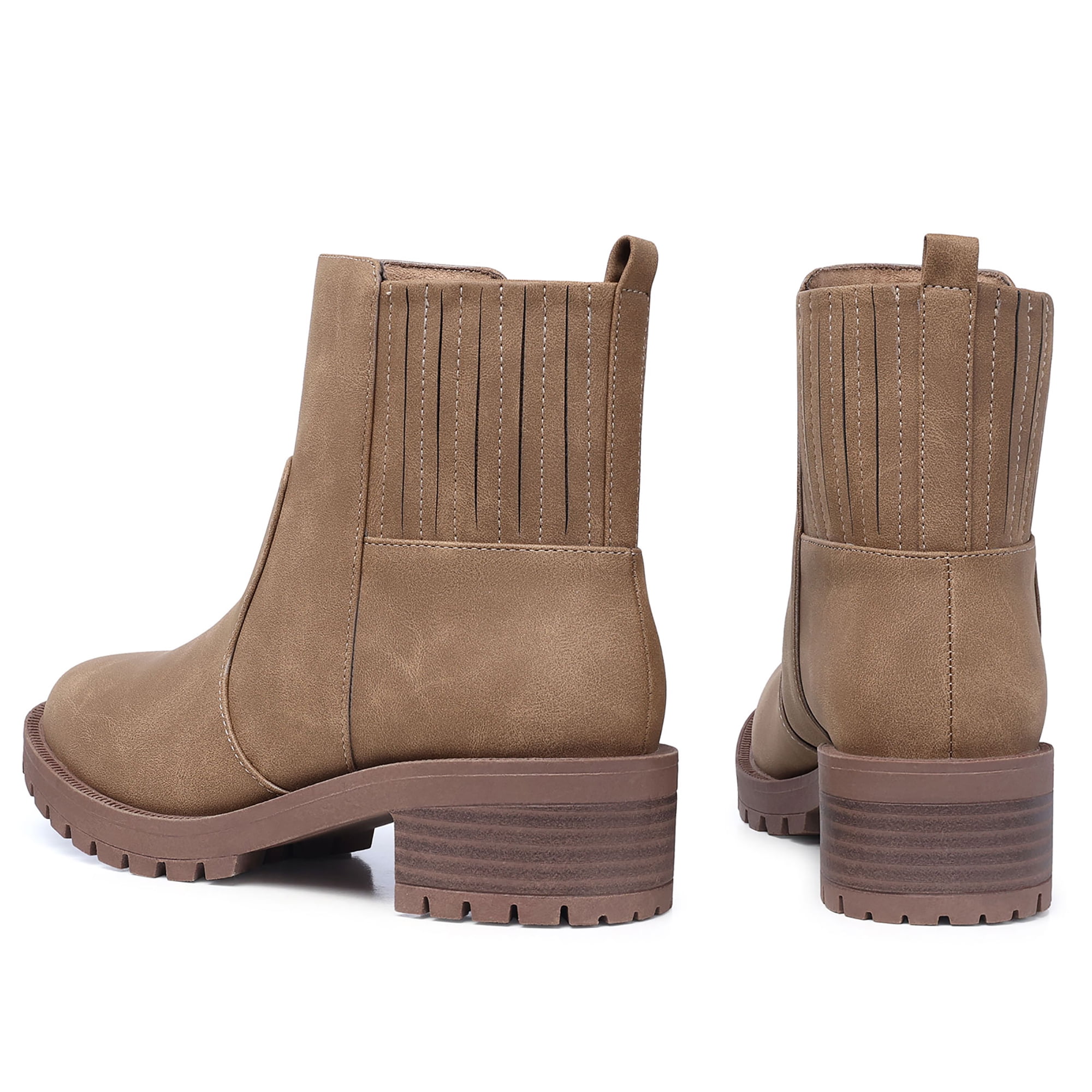 Women's Chelsea Ankle Boots – Low Heel Leather Booties With Side Zipper – Chunky Winter & Fall Shoes