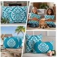 thumbnail image 5 of Baroque Blue Outdoor Waterproof Pillow Covers, Vintage Damask Classic Floral Decorative Square Throw Pillowcase Sofa Cushion Sham for Patio/Couch/Chair, 16"x16" 2 Pack, 5 of 8