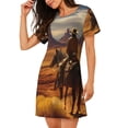 thumbnail image 2 of Disketp Western Desert Cowboy Cloud para Camisón Corto de Manga Corta para Mujeres, Camisón Cómodo con Escote Redondo, Bonito y Confortable, 2 of 6